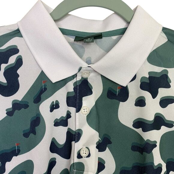 AG Adriano Goldschmied Polo Shirt Mens M Golf Course Camo Graphic Preppy NEW - Picture 4 of 9
